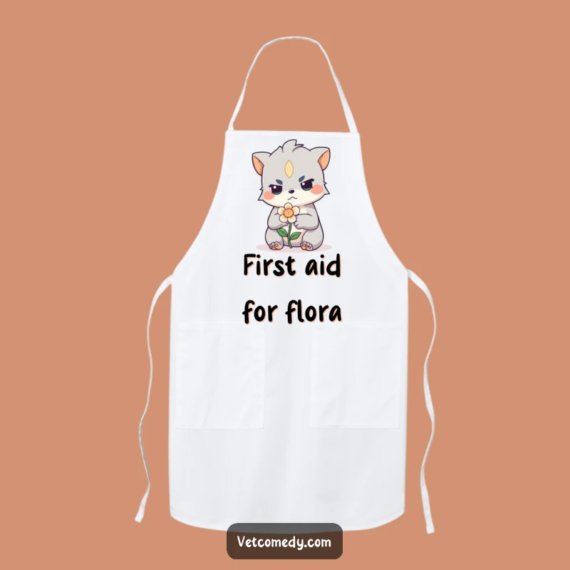 Funny Creature Bandaging Flower Apron: Hilarious Kitchen Gift for Chefs!