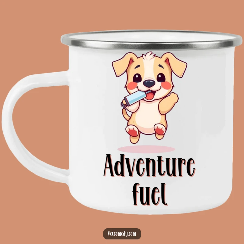 Funny Puppy Thermometer Camping Mug - Playful Pup On The Go - Perfect Pet Adventure Gift