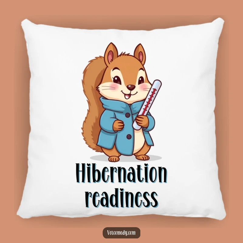 Funny Squirrel Doctor Pillow: Determined Blue Coat Squirrel Thermometer Cushion, Cute Funny Gift