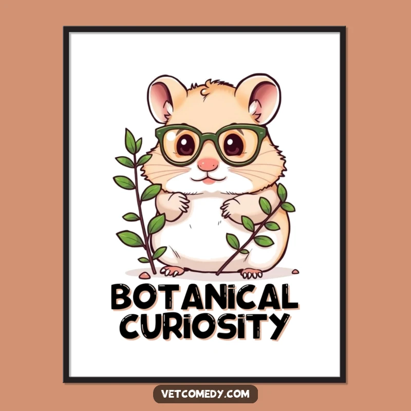 Funny Hamster Scientist Digital Art: Tiny Glasses Hamster Plant Explorer Download, Funny Gift
