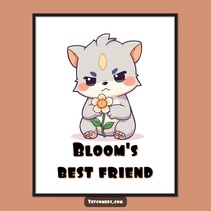 Funny Creature Bandaging Flower Digital Print: Instant Hilarious Art Gift!