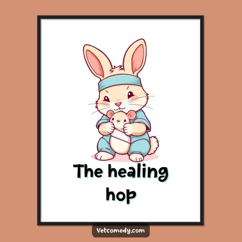 Funny Rabbit Nurse Digital Art: Playful Scrubs Bunny Toy Mouse Download, Funny Gift