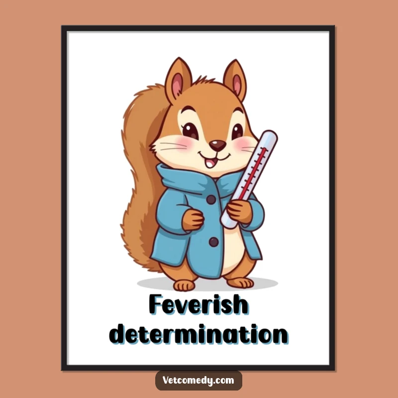 Funny Squirrel Doctor Digital Art: Determined Blue Coat Squirrel Thermometer Download, Funny Gift