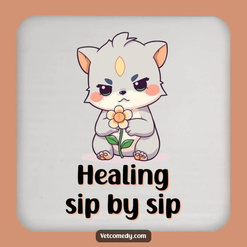 Funny Creature Bandaging Flower Coaster: Hilarious Drink Protector Gift!