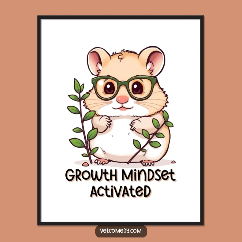 Funny Hamster Scientist Poster: Tiny Glasses Hamster Plant Explorer Art, Funny Gift