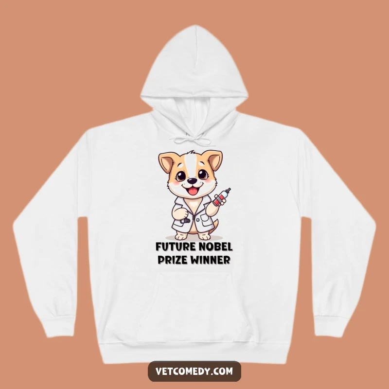 Funny Dog Vet Hoodie: Cheerful Lab Coat Pup With Syringe, Ultimate Funny Gift