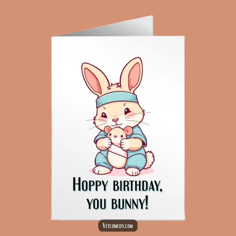 Free Printable Birthday Card: Funny Bunny Nurse Humor Downloadable Greeting, Perfect for Get Well Soon wishes