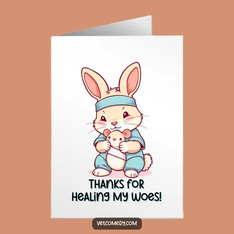 Free Printable Thank You Card: Kind Bunny Caregiver Humor Downloadable Greeting, Perfect Appreciation Gift