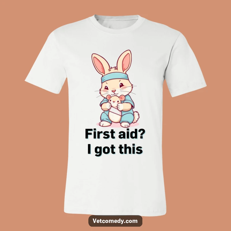 Funny Rabbit Nurse T-Shirt: Playful Scrubs Bunny Toy Mouse Medic Tee, Funny Gift